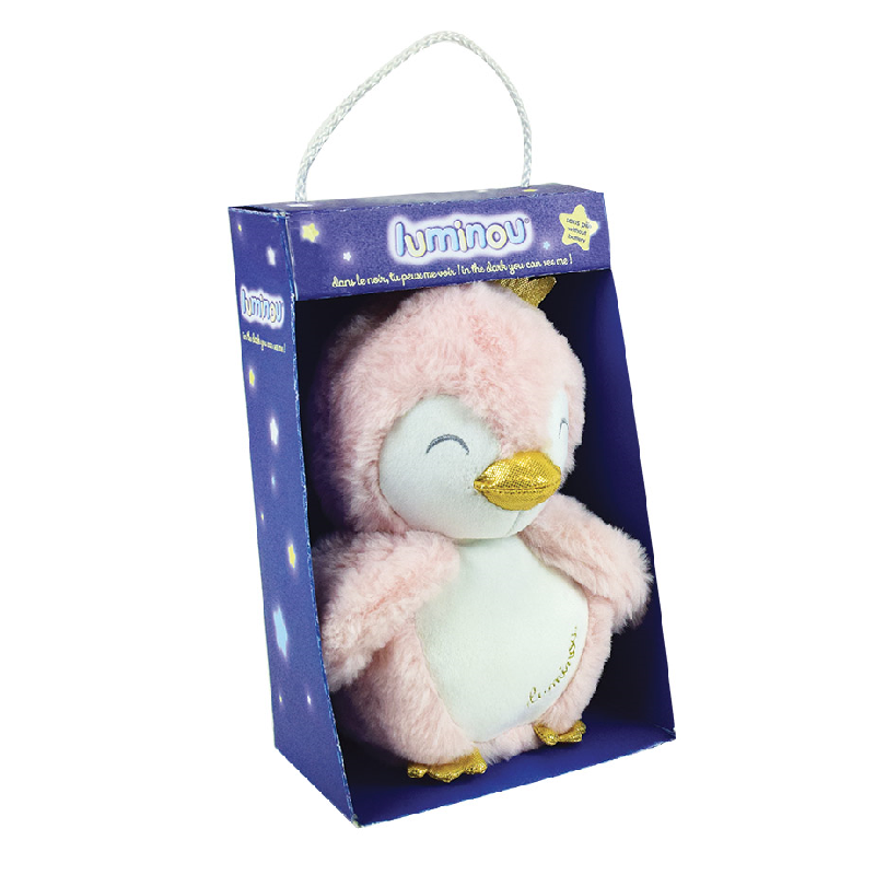 Jemini Luminou Peluche Luminescente Pingouin Rose 19 Cm