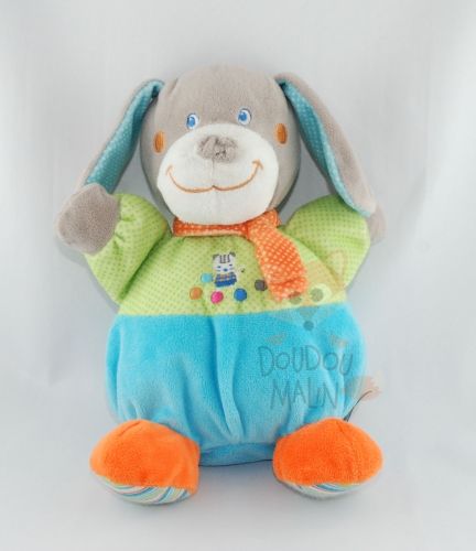 Mots d'enfants - Doudou Mots d'enfants chien vert bleu pois 30cm