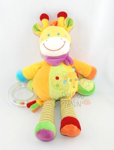 Pommette Doudou D Eveil Girafe Jaune Orange Vert Rouge Violet Bandana