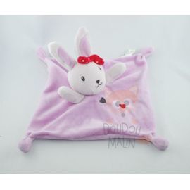 Doudou plat lapin - 25 cm - Label Emmaüs