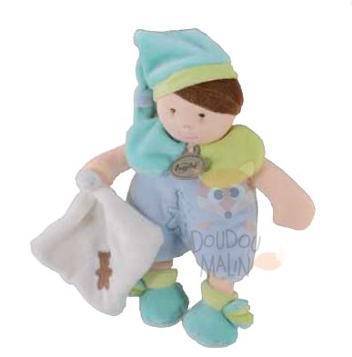 Doudou Garçon bleu mouchoir blanc Mes petites poupées BABY NAT