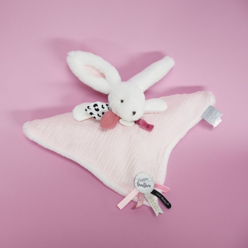 Doudou et Compagnie lapin Happy Boho doudou bébé fille personnalisable