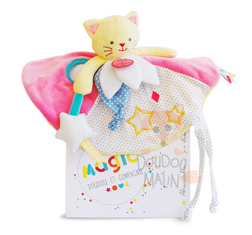 Doudou Et Compagnie Magic Doudou Plat Chat Rose