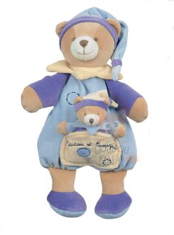 Doudou Et Compagnie Leo Leonie Peluche Ours Bleu