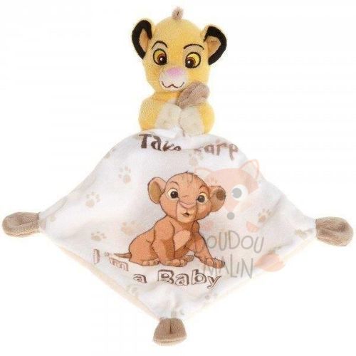 Disney doudou mouchoir Simba take care i'm a baby lion jaune blanc marron