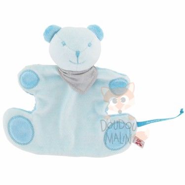 Baby'Nat - Polochon l'ours - Doudou bleu moutarde 24 cm