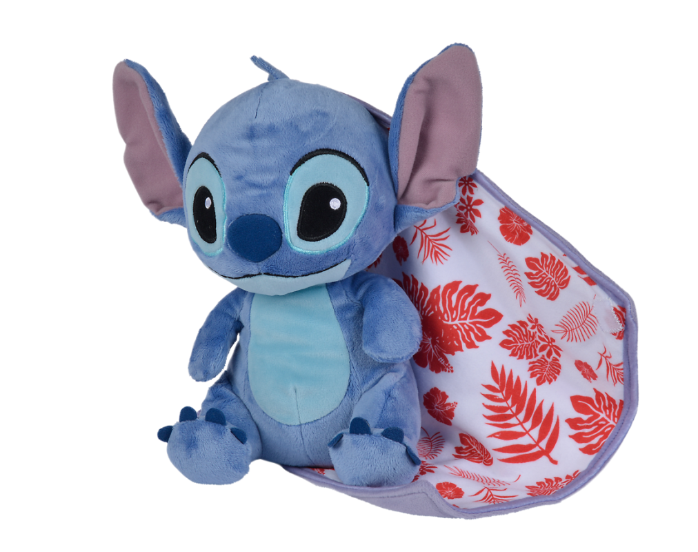 Disney Stitch Peluche dans sa couverture bleu rouge 25 cm