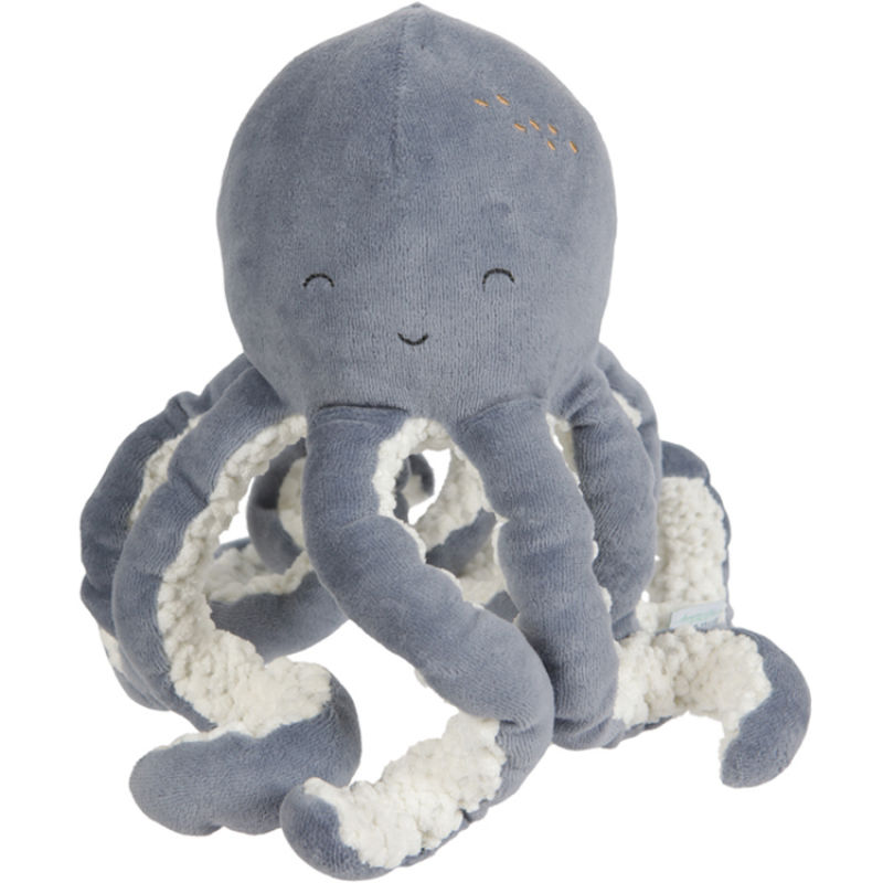 Doudou pieuvre NATTOU Octopus bleu ciel blanc tentacules torsades 2
