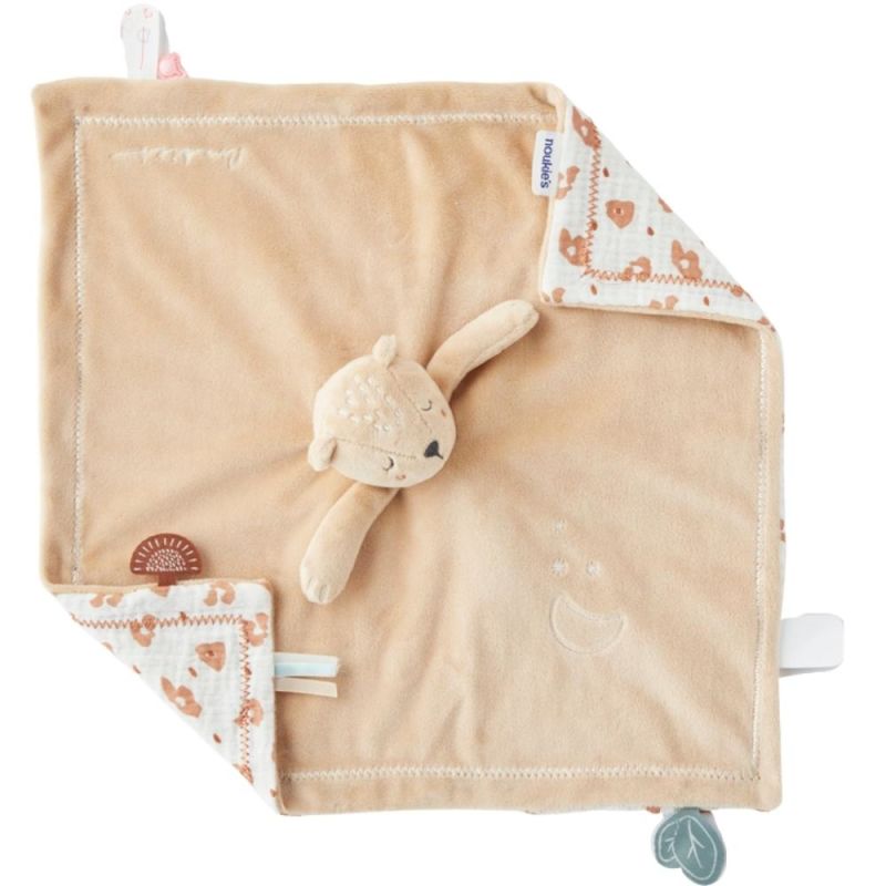 Noukie's - Babou et Kendi - Doudou couverture Ours beige caramel 50 X 50 cm