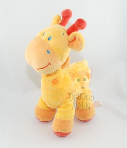 Pommette Doudou Girafe Jaune Orange