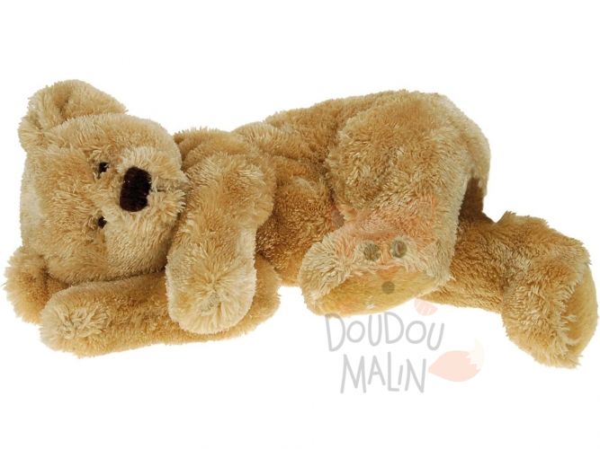 Doudou Lapin blanc marron Nounours 28 cm Vintage