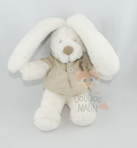 Pommette Doudou Lapin Blanc Tee Shirt Marron