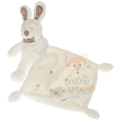 Doudou Peluche Plat Lapin Beige my best friend Rayures Bleu Rouge Blanc  Bandana Pois TCM - abcdoudou