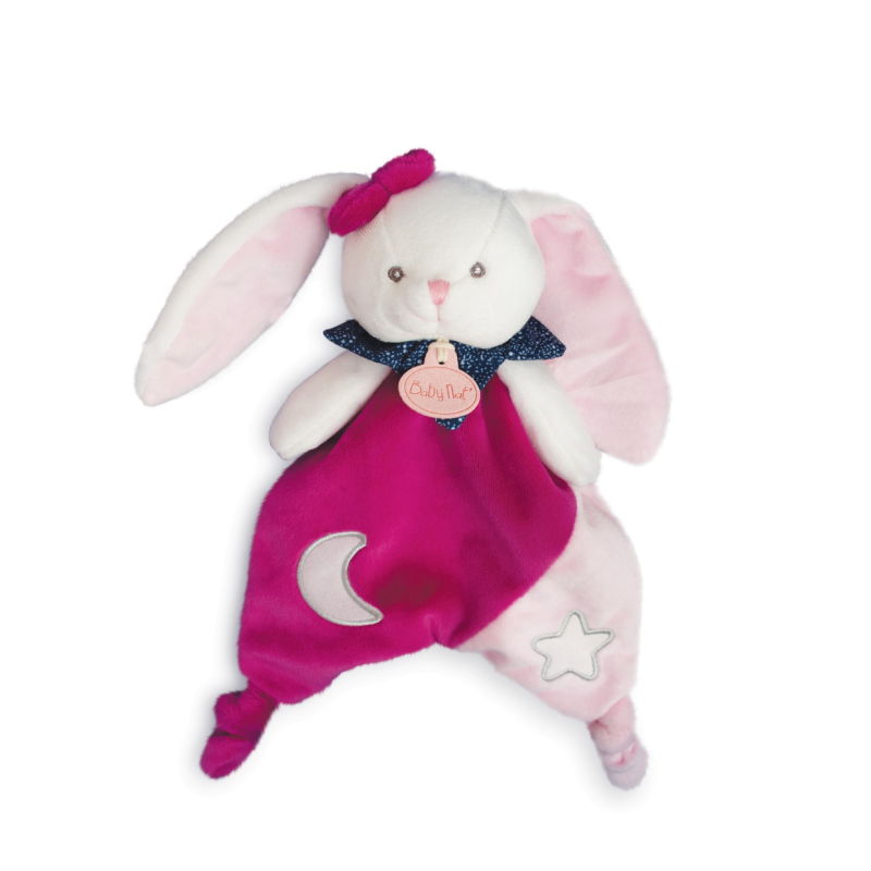 Baby'Nat - Les Lumilunes - Doudou mouchoir lapin rose violet cœur