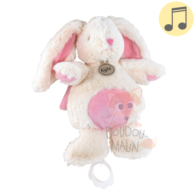 Les Doudous Câlins Baby Nat - Lapin Rose et Blanc, DEFIPARADES