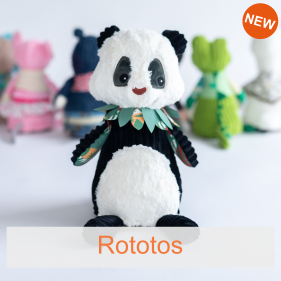 LES DÉGLINGOS Deglingos Original Rototos - Panda Plush Toy Black